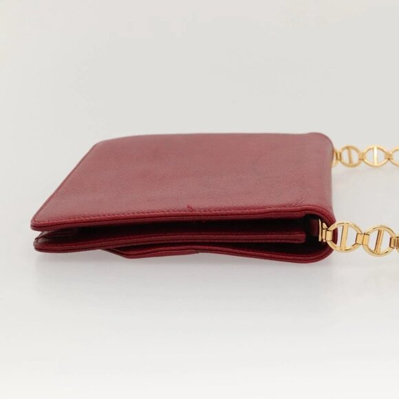 Christian Dior Shoulder Bag Leather Gold Red Auth - Picture 5 of 16